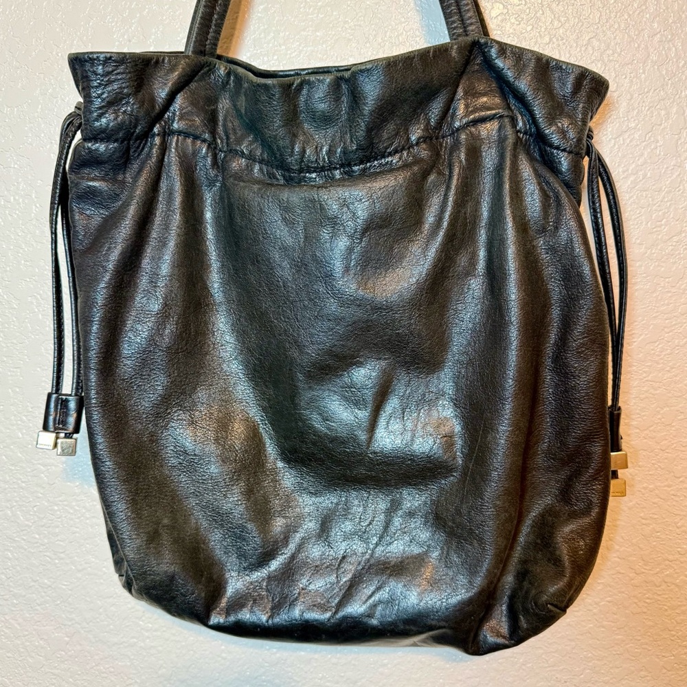 Michael Kors Black Soft Leather Drawstring Shoulder Bag - Picture 2 of 13